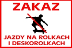 zakaz jazdy na rolkach i deskorolkach
